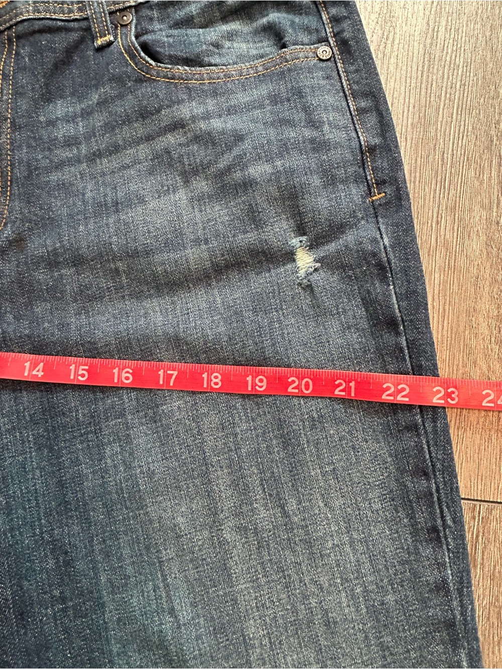 Levi’s Distressed Straight Leg Jeans Women’s 14M Dark Wash Stretch - Picture 8 of 15